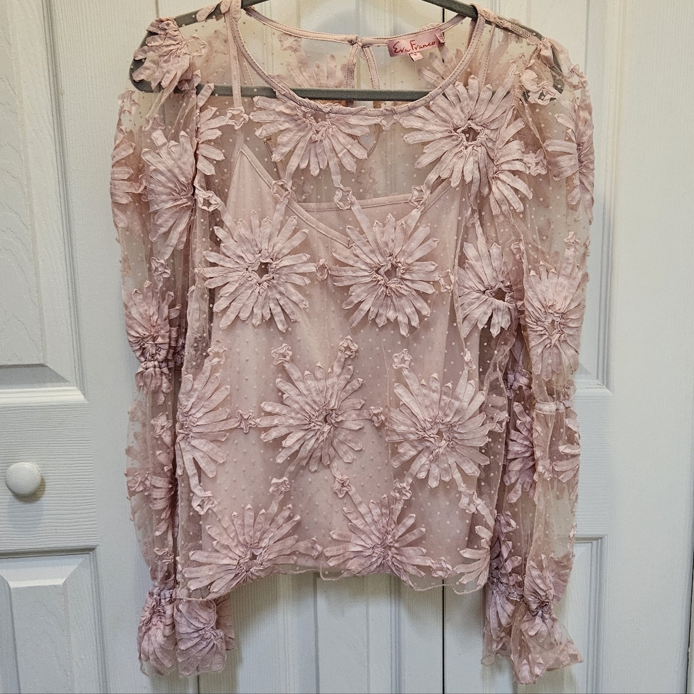 Eva Franco Floral Lace Pink Women's Top
